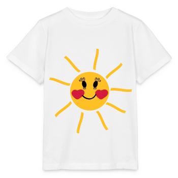 lachende Sonne mit Wangen in Herzform - Stanley/Stella Kinder T-Shirt MINI CREATOR  - Weiß - Vorne - Maike (125cm)