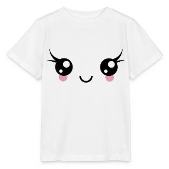 Happy Kawaii Eyes Face Emoji Emoticon Smi - Stanley/Stella MINI CREATOR Kids’ T-Shirt - white - Front - Maike (125cm)