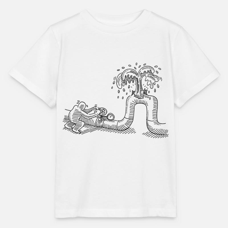 Tekniker Pipeline Problem OlieLækage Tegning - Stanley/Stella T-shirt MINI CREATOR til børn - hvid