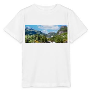 Geiranger panorama Storseterfossen Norwegen - Stanley/Stella Kinder T-Shirt MINI CREATOR  - Weiß - Vorne - Maike (125cm)