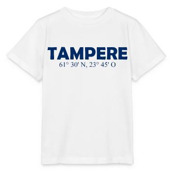 Tampere - Finland - Coordinates - Longitude - Stanley/Stella MINI CREATOR Kids’ T-Shirt - white - Front - Maike (125cm)