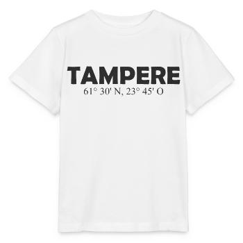 Tampere - Finland - Coordinates - Longitude - Stanley/Stella Kinder T-Shirt MINI CREATOR  - Weiß - Vorne - Maike (125cm)