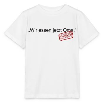 Wir essen jetzt Oma Satzzeichen Leben retten Komma - Stanley/Stella Kinder T-Shirt MINI CREATOR  - Weiß - Vorne - Maike (125cm)