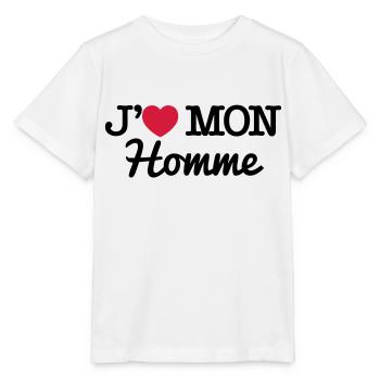 J'aime mon homme - T-shirt bio MINI CREATOR Stanley/Stella Enfant - blanc - Devant - Maike (125cm)