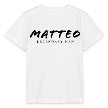 MATTEO legendary man Claim | Vectorgraphic - Stanley/Stella Kinder T-Shirt MINI CREATOR  - Weiß - Vorne - Maike (125cm)