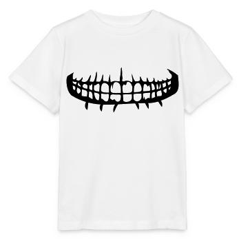 grinsen zaehne mund horror halloween gruselig boes - Stanley/Stella Kinder T-Shirt MINI CREATOR  - Weiß - Vorne - Maike (125cm)
