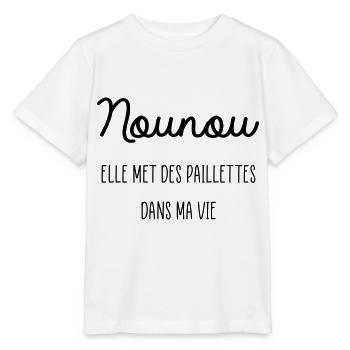 nounou elle met des paillettes dans ma vie - T-shirt bio MINI CREATOR Stanley/Stella Enfant - blanc - Devant - Maike (125cm)