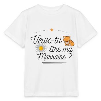 Veux tu etre ma marraine ? Annonce Demande - T-shirt bio MINI CREATOR Stanley/Stella Enfant - blanc - Devant - Maike (125cm)