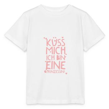 Küss mich, ich bin eine Prinzessin Herzchen süß - Stanley/Stella Kinder T-Shirt MINI CREATOR  - Weiß - Vorne - Maike (125cm)