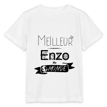 Meilleur Enzo du monde tee-shirt cadeaux prénom - T-shirt bio MINI CREATOR Stanley/Stella Enfant - blanc - Devant - Maike (125cm)