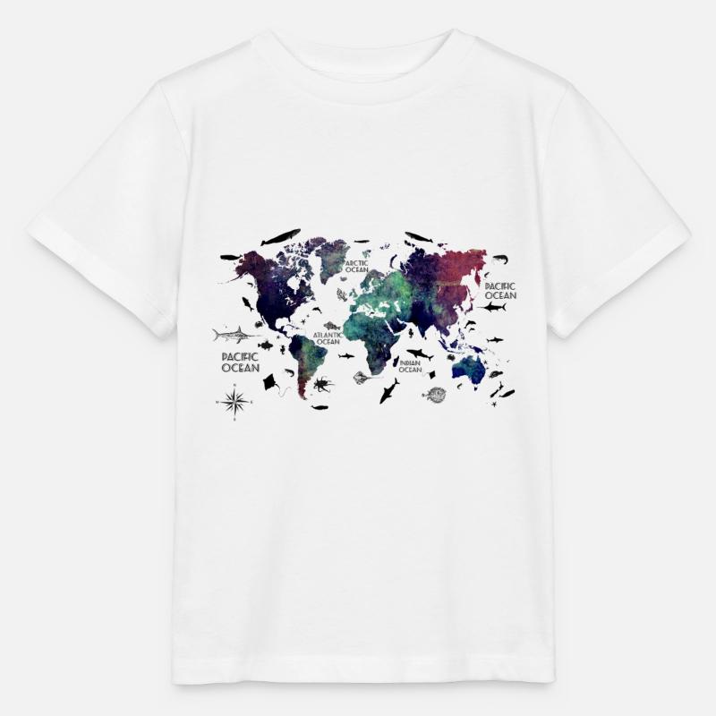 world map with oceans - Stanley/Stella MINI CREATOR Kids’ T-Shirt - white