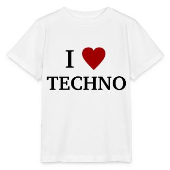 I Love Techno - J’aime la musique techno - T-shirt bio MINI CREATOR Stanley/Stella Enfant - blanc - Devant - Maike (125cm)