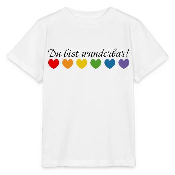 Regenbogenherzchen du bist wunderbar - Stanley/Stella Kinder T-Shirt MINI CREATOR  - Weiß - Vorne - Maike (125cm)