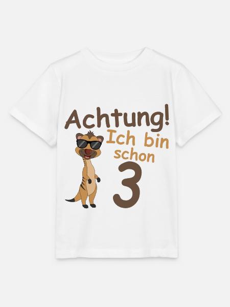 Geburtstagsshirt 3 jahr Erdmännchen baby Mädchen - Stanley/Stella Kinder T-Shirt MINI CREATOR - Weiß