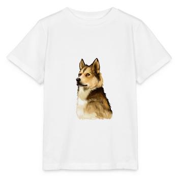 Illustration de l’aquarelle du chien Laika de Sibérie orientale - T-shirt bio MINI CREATOR Stanley/Stella Enfant - blanc - Devant - Maike (125cm)