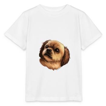 Tibetischer Spaniel Hund Aquarell Skizze Illustration - Stanley/Stella Kinder T-Shirt MINI CREATOR  - Weiß - Vorne - Maike (125cm)