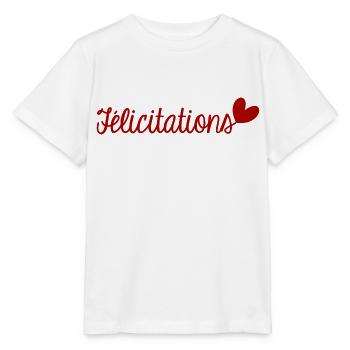 FELICITATIONS. BRAVO. NAISSANCE. ANNIVERSAIRE. BAC - T-shirt bio MINI CREATOR Stanley/Stella Enfant - blanc - Devant - Maike (125cm)