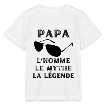 PAPY Lunette de soleil L'homme Le mythe La légende - T-shirt bio MINI CREATOR Stanley/Stella Enfant - blanc - Devant - Maike (125cm)