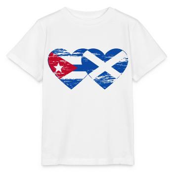 Kuba Schottland Flagge Herz used - Stanley/Stella Kinder T-Shirt MINI CREATOR  - Weiß - Vorne - Maike (125cm)