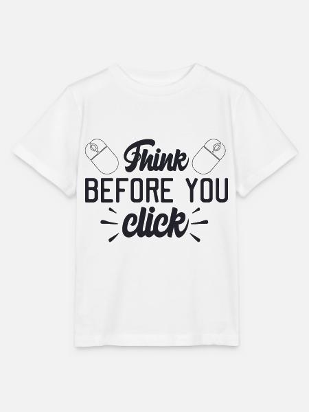 Denken Sie, bevor Sie klicken - Stanley/Stella Kinder T-Shirt MINI CREATOR  - Weiß