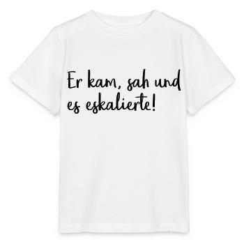 Er kam, sah und es eskalierte! - Stanley/Stella Kinder T-Shirt MINI CREATOR  - Weiß - Vorne - Maike (125cm)