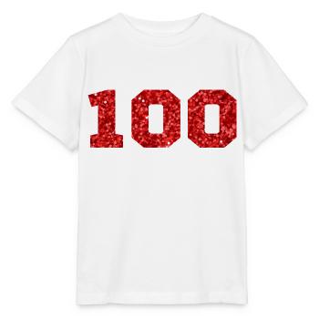 Number 100 Red Glitter - 100th Anniversary - Stanley/Stella MINI CREATOR Kids’ T-Shirt - white - Front - Maike (125cm)