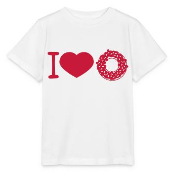 herz i love liebe donut essen hunger lecker dick f - Stanley/Stella Kinder T-Shirt MINI CREATOR  - Weiß - Vorne - Maike (125cm)