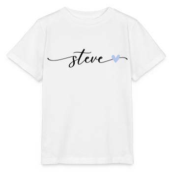 Steve Name Police de calligraphie - T-shirt bio MINI CREATOR Stanley/Stella Enfant - blanc - Devant - Maike (125cm)