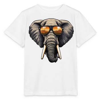 Éléphant avec des lunettes de soleil - T-shirt bio MINI CREATOR Stanley/Stella Enfant - blanc - Devant - Maike (125cm)