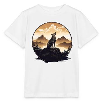 Loneliness of the Wolf: Mountain Dawn - Stanley/Stella MINI CREATOR Kids’ T-Shirt - white - Front - Maike (125cm)