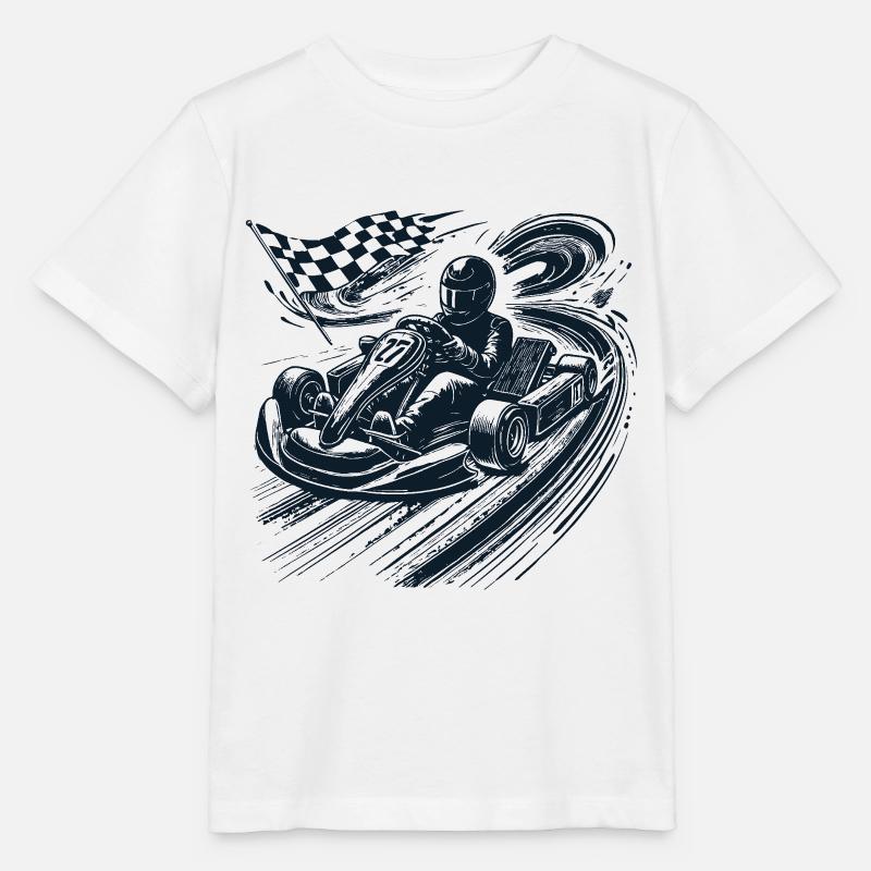 Aventure en karting avec style vintage de course - T-shirt bio MINI CREATOR Stanley/Stella Enfant - blanc