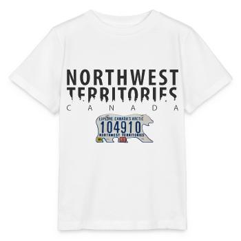 Northwest Territories with Polar bear licence plate - Stanley/Stella MINI CREATOR Kids’ T-Shirt - white - Front - Maike (125cm)