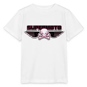 SUPER MOTO Pirates rose - T-shirt bio MINI CREATOR Stanley/Stella Enfant - blanc - Devant - Maike (125cm)