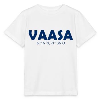 Vaasa Finland - Coordinates - Longitude - Latitude - Stanley/Stella Kinder T-Shirt MINI CREATOR  - Weiß - Vorne - Maike (125cm)