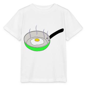 Fried egg in pan - Stanley/Stella MINI CREATOR Kids’ T-Shirt - white - Front - Maike (125cm)
