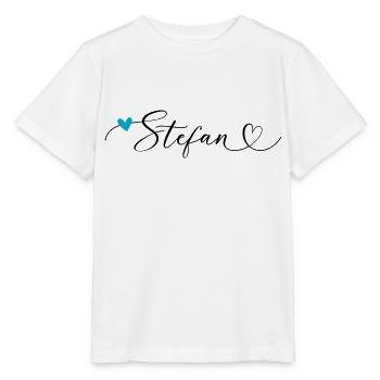 Stefan Surname First name Calligraphy Heart - Stanley/Stella MINI CREATOR Kids’ T-Shirt - white - Front - Maike (125cm)