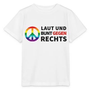 Laut und bunt gegen rechts - Stanley/Stella Kinder T-Shirt MINI CREATOR  - Weiß - Vorne - Maike (125cm)