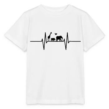 Heartbeat with wild animals - Stanley/Stella MINI CREATOR Kids’ T-Shirt - white - Front - Maike (125cm)