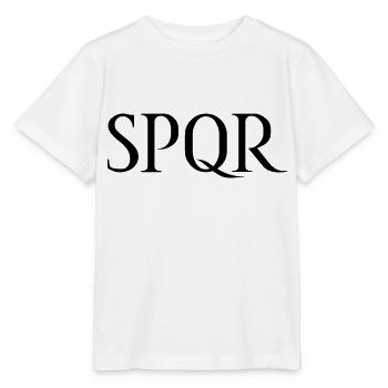 SPQR lettrage vecteur foncé - T-shirt bio MINI CREATOR Stanley/Stella Enfant - blanc - Devant - Maike (125cm)