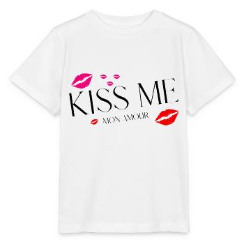 Kiss Me Mon Amour Typography –Romantic French Love - Stanley/Stella MINI CREATOR Kids’ T-Shirt - white - Front - Maike (125cm)