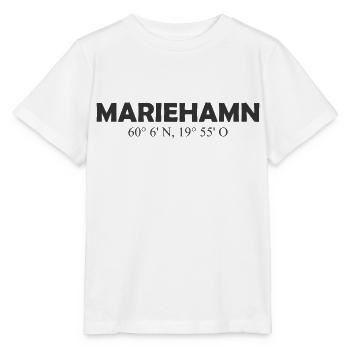 Mariehamn - Finlande - Coordonnées - Longitude - T-shirt bio MINI CREATOR Stanley/Stella Enfant - blanc - Devant - Maike (125cm)