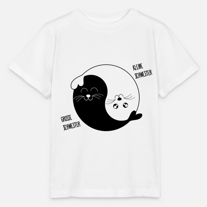 kleine Schwester // große Schwester Robbe, Kawaii - Stanley/Stella Kinder T-Shirt MINI CREATOR - Weiß