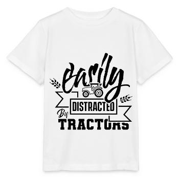 Slightly Distracted From Tractors Trecker Tractor - Stanley/Stella MINI CREATOR Kids’ T-Shirt - white - Front - Maike (125cm)