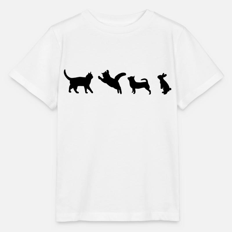 Chat Chien Lapin Animaux Silhouette Silhouette - T-shirt bio MINI CREATOR Stanley/Stella Enfant - blanc