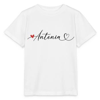 Antonia Name Vorname Kalligrafieherz - Stanley/Stella Kinder T-Shirt MINI CREATOR  - Weiß - Vorne - Maike (125cm)