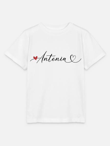 Antonia surname First name Calligraphy heart - Stanley/Stella MINI CREATOR Kids’ T-Shirt - white