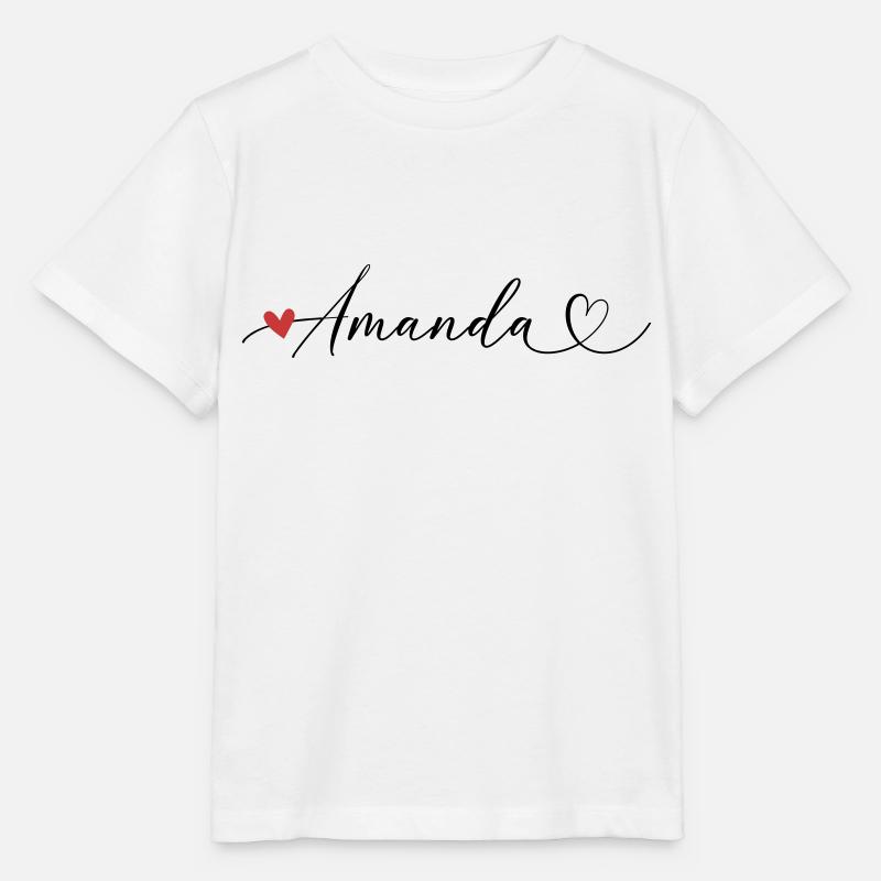 Amanda Last name First name Calligraphy heart - Stanley/Stella MINI CREATOR Kids’ T-Shirt - white