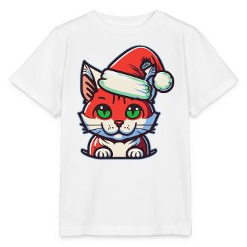 Wunderschönes Weihnachtskatzendesign, ein ausgezeichneter Weihnachtsmann - Stanley/Stella Kinder T-Shirt MINI CREATOR  - Weiß - Vorne - Maike (125cm)
