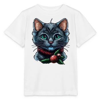 Wunderschöne Weihnachtskatzenillustration, eine ausgezeichnete - Stanley/Stella Kinder T-Shirt MINI CREATOR  - Weiß - Vorne - Maike (125cm)