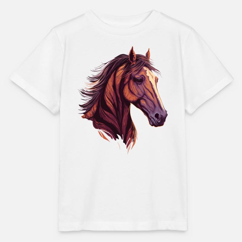Belle tête de cheval - T-shirt bio MINI CREATOR Stanley/Stella Enfant - blanc
